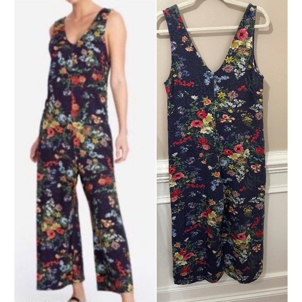 Johnny Was Calme Size S Pima Modal French Terry Jumpsuit Floral Multicolor